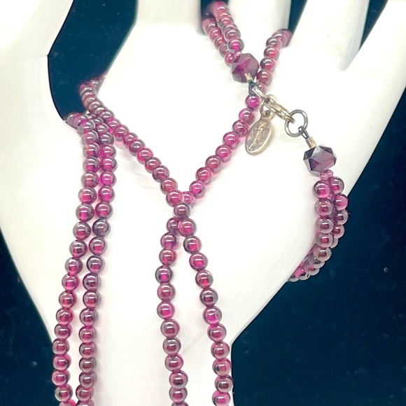 Vintage Signed Pomegranate Garnet Gemstone Necklace - Picture 11 of 11